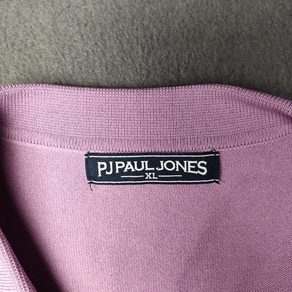 Paul Jones Shirt Mens XL Purple Knit Button Front Ribbed Contrast Piping Work Sc - Picture 4 of 9